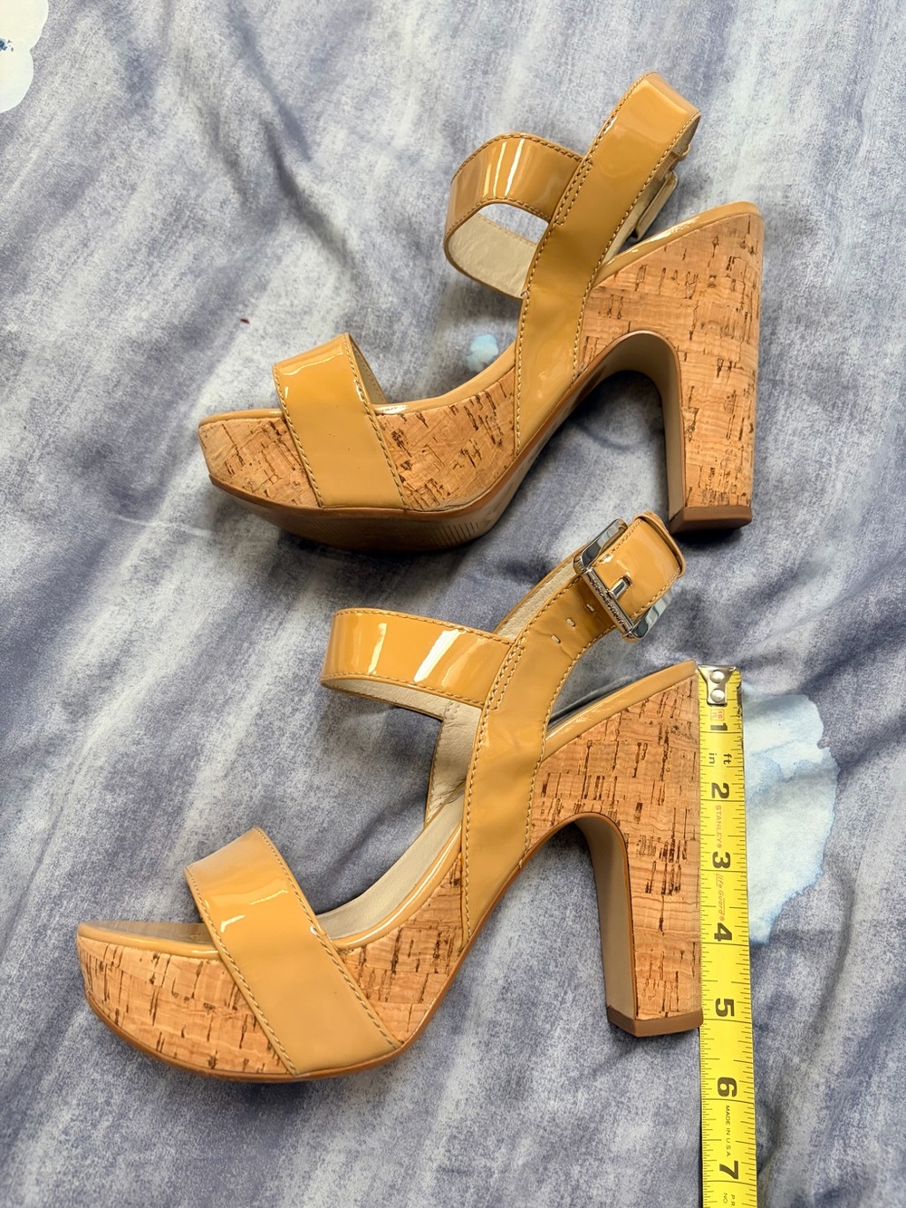 MICHAEL Michael Kors Beige Patent Cork Platform Sandals